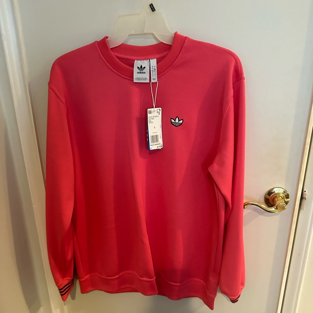 Men’s Adidas Pique Crewneck Sweatshirt. Pink size L